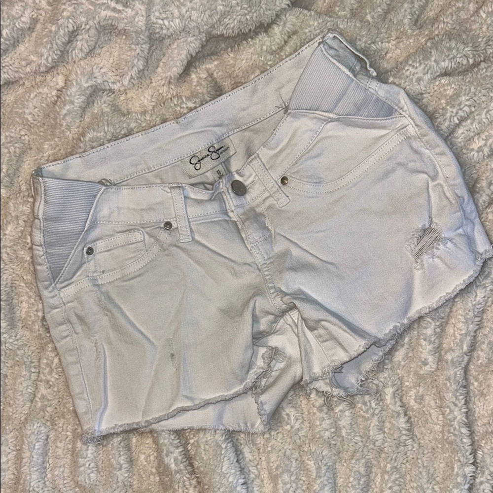 Maternity White Denim Women Shorts